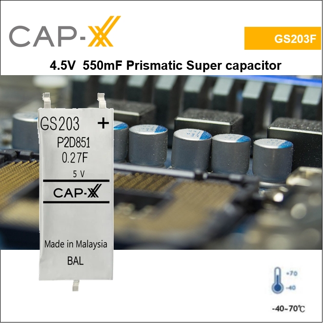 GS203F 4.5V 550mF Prismatic Super cap